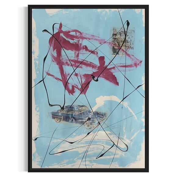 Original Mixed Media Abstract Art Painting 18x24 “Imperial Blue